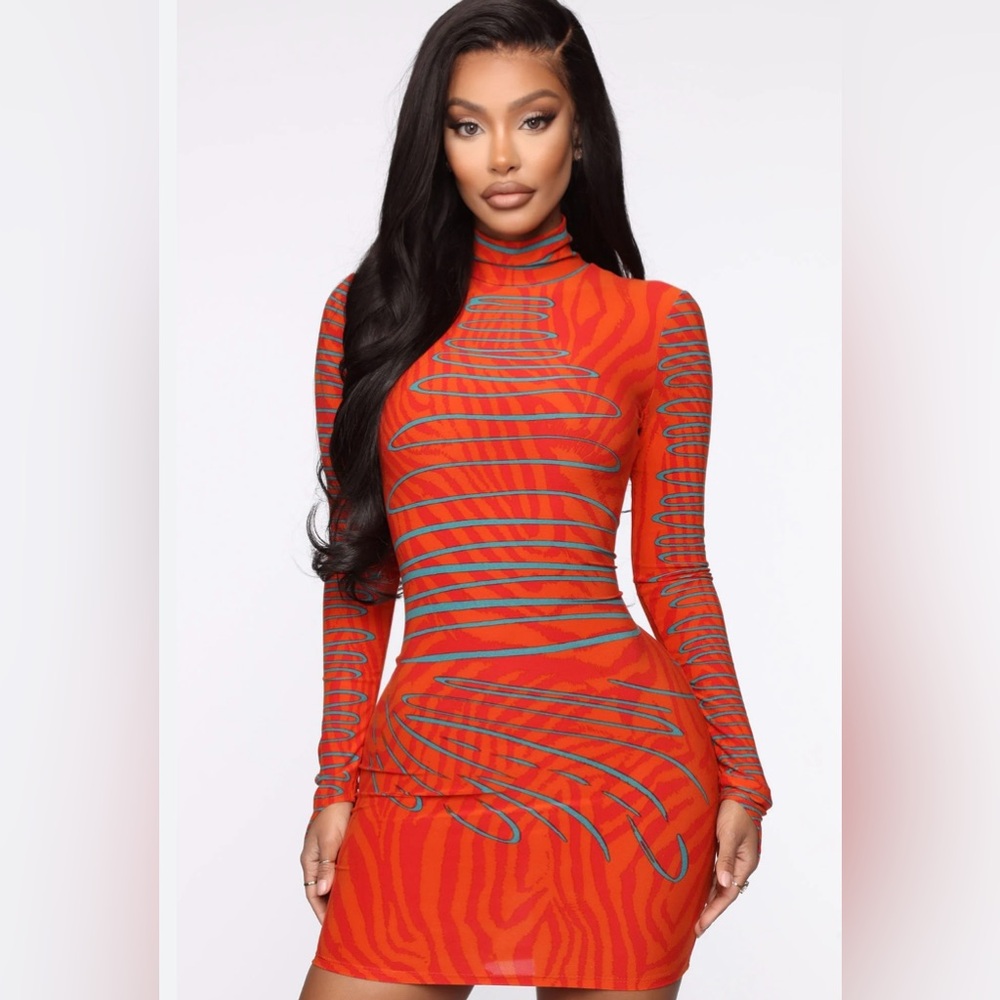COPY - Red/orange bodycon dress